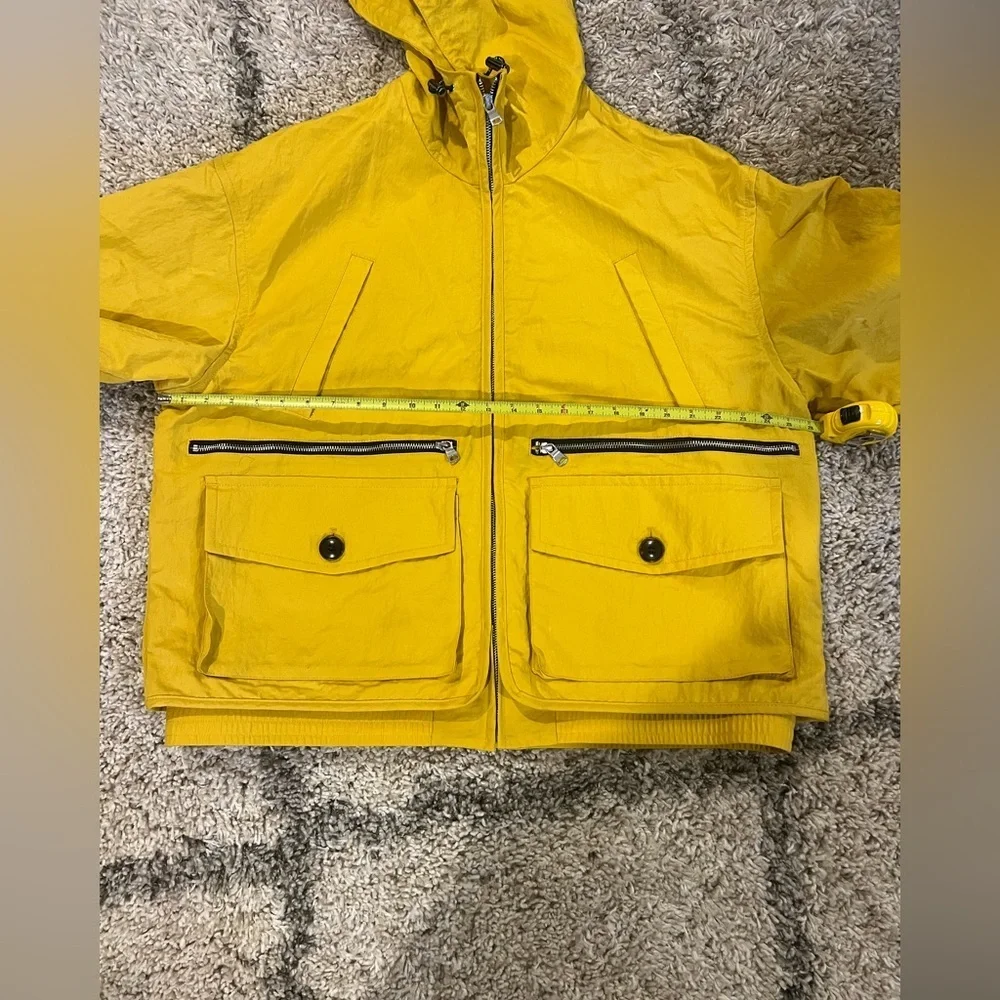 Banana Republic Hooded Fishing Wading Jacket Mens Large Yellow Utility Pockets